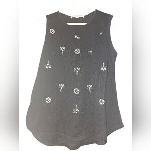 7/76. LOFT Black Embellished Tank Top